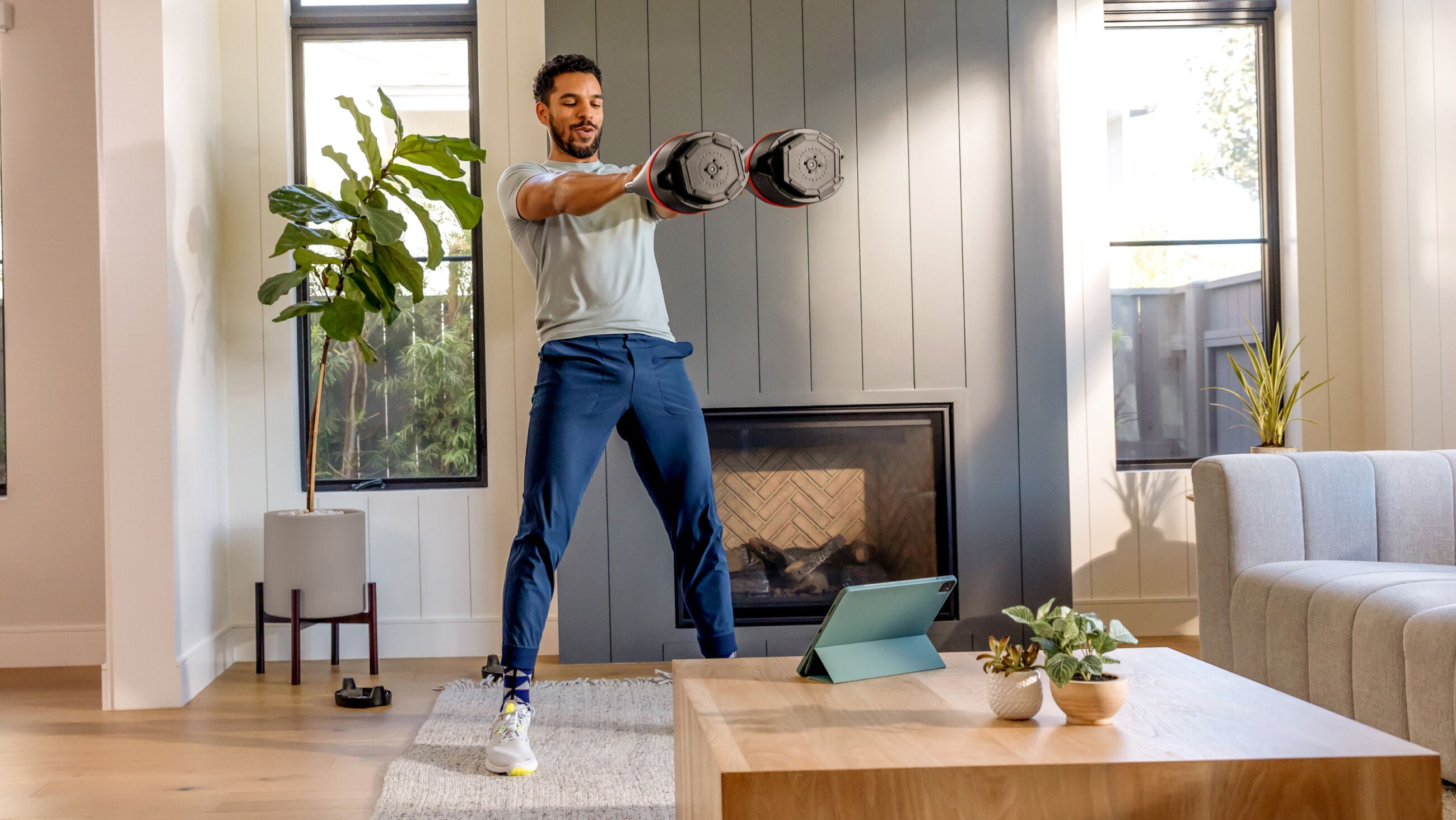 Two bells in a double swing from BowFlex's product page