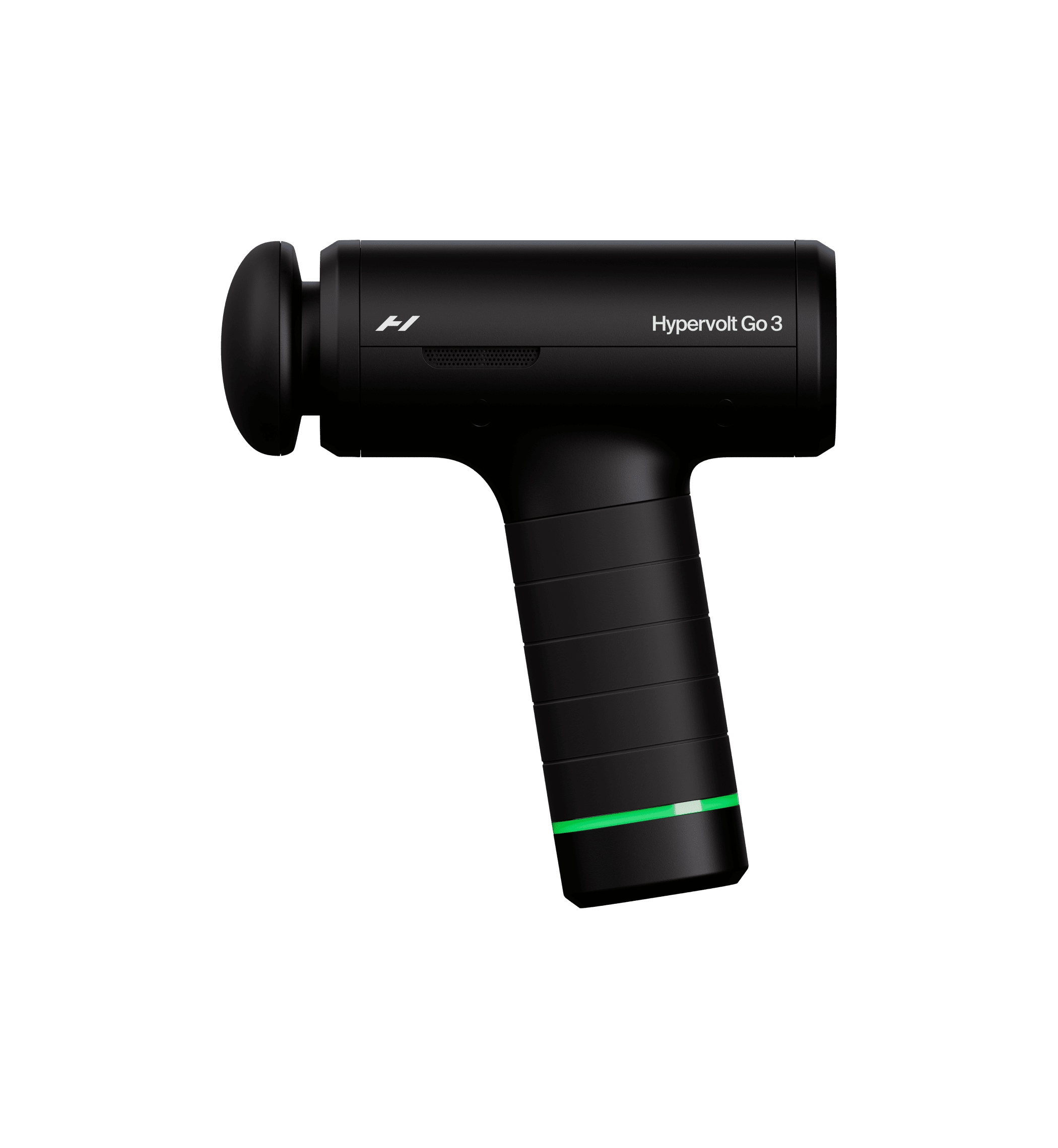 Render of the Hypervolt Go 3 device on a transparent background, from the Hyperice product listing